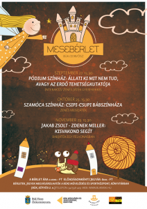 A képen a program posztere látható. Ceruza alakú házikók között egy csiga áll, és a kezében egy bögrét tart. 