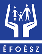 A képen kék alapon két fehér kéz fog közre egy családot, illetve az ÉFOÉSZ felirat fehér betűkkel látható.