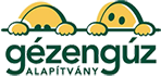 A képen az Alapítvány logoja szürke alapon zöld szöveg a nevük és két sárga figura látható
