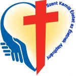 A képen egy szív alak, aminek az egyik oldal két kéz a másik oldalán a szervezet neve kék színnel, illetve középen egy piros kereszt látható.