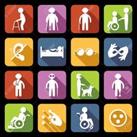 A képen 16 ábra látható a különböző fogyatékossági csoportot jelezve