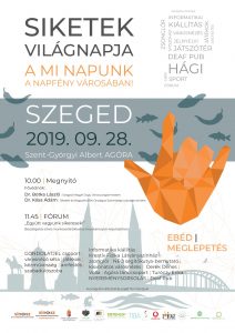 A képen a rendezvény plakátja látható. Fontosabb információk: helyszín - Szeged, dátum - 2019.09.28.