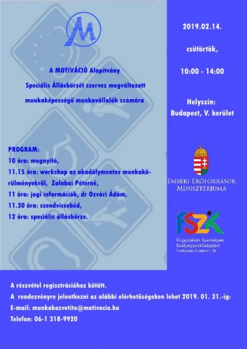 a képen az állásbörze plakátja látható. Tartalma megegyezik a hír szövegében leírtakkal (program, regisztráció)