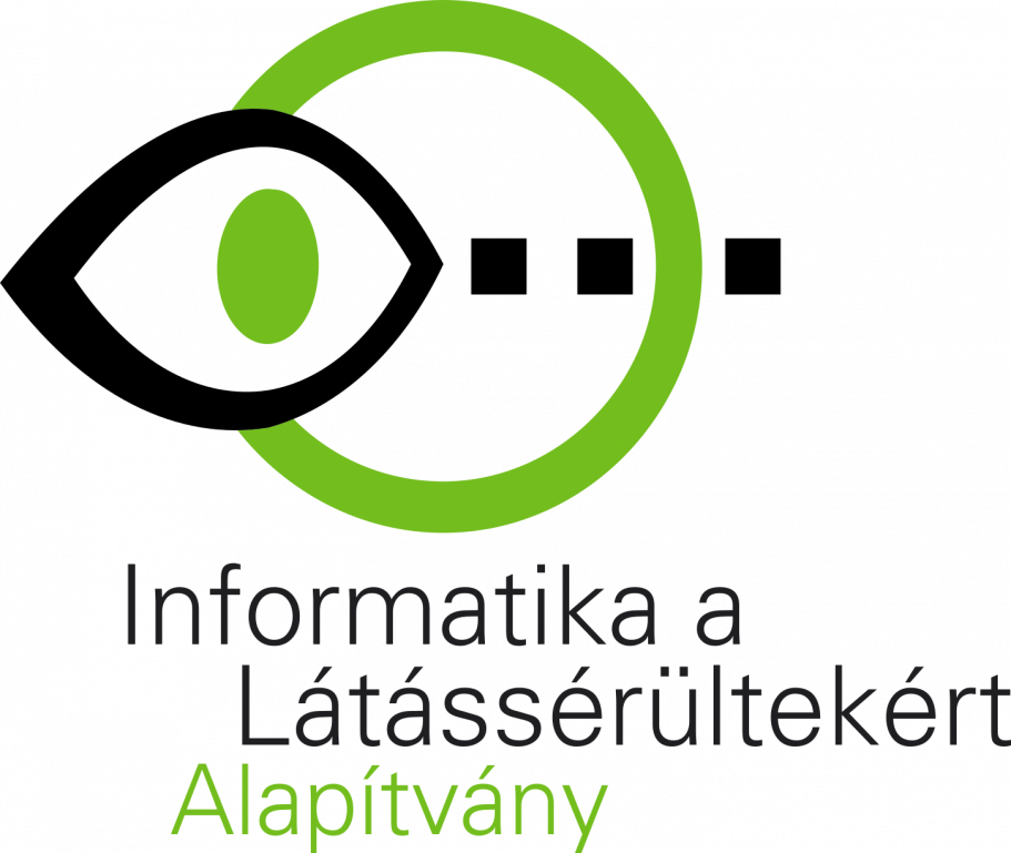 A képen az Informatika a Látássérültekért Alapítvány logója látható, amelyen egy rajzolt szem látható.